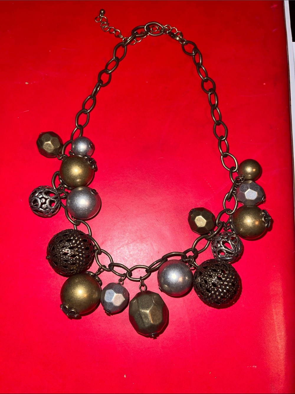 Statement Mixed-Metal Ball Charm Necklace - Unbranded